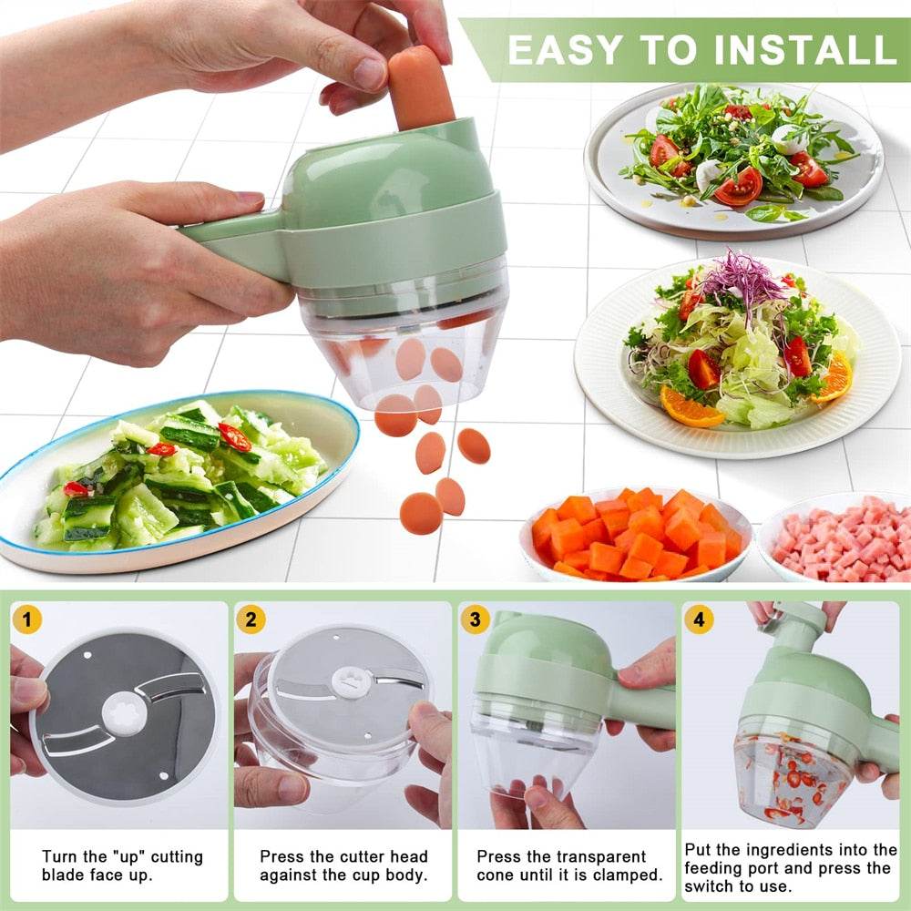 Portable Handheld 4 in 1 Electric Vegetable Slicer - Big J's Showstoppin' Store